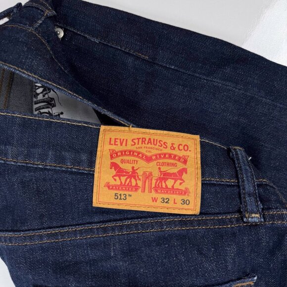 Levi's 513 Slim Straight Dark Blue Jeans Size W 32 x L 30 - Picture 2 of 7